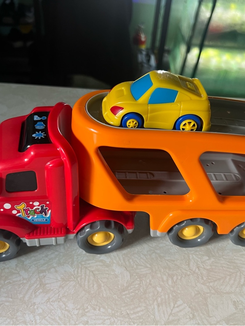 Kids Toy Car Carrier Truck with Yellow Toy Car